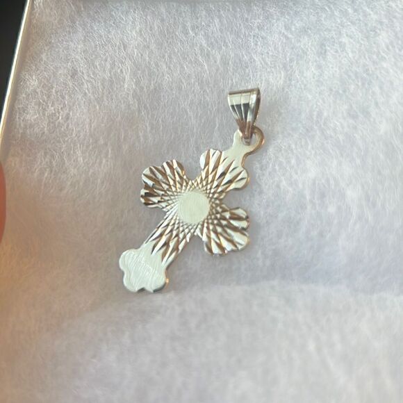 Diamond Cut Sterling Silver Cross Pendant - Picture 1 of 2